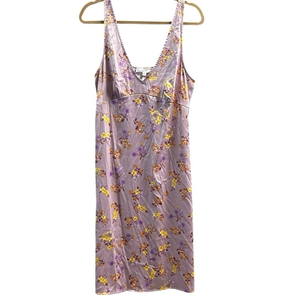 Hippie Rose Lavender Satin Floral Slip Midi Dress Fairy Babydoll Y2k Cocktail XL - Picture 12 of 13